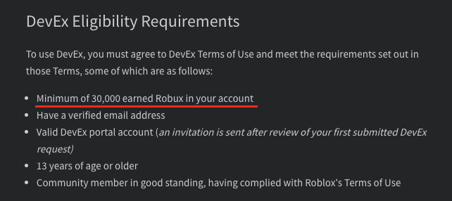 Robux Cash Out requirements