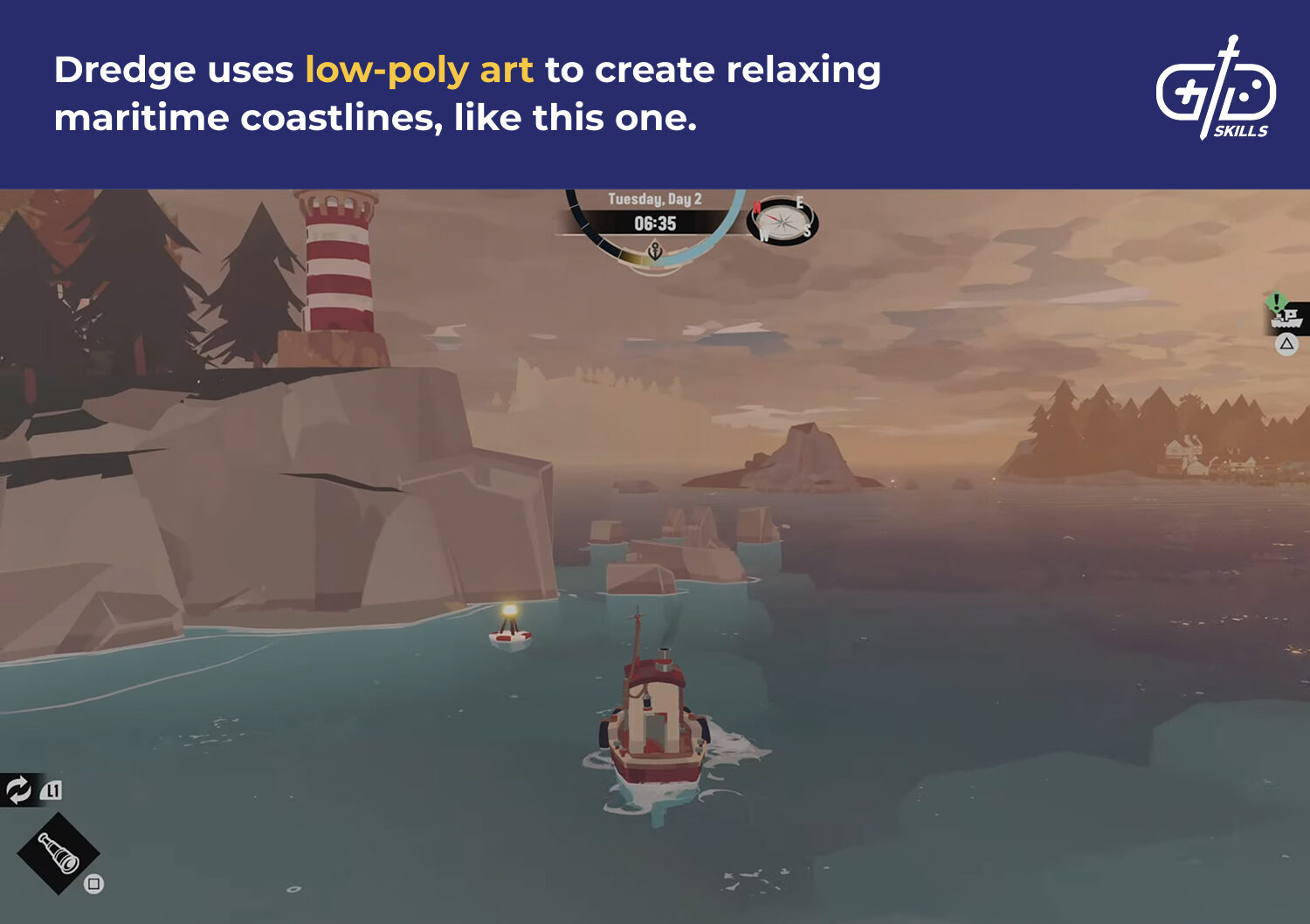 Relaxing low-poly art in Dredge