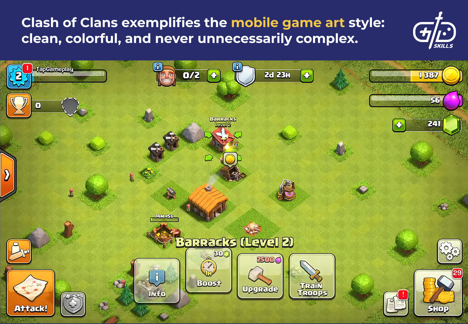 Clash of Clans exemplifies mobile game art styles