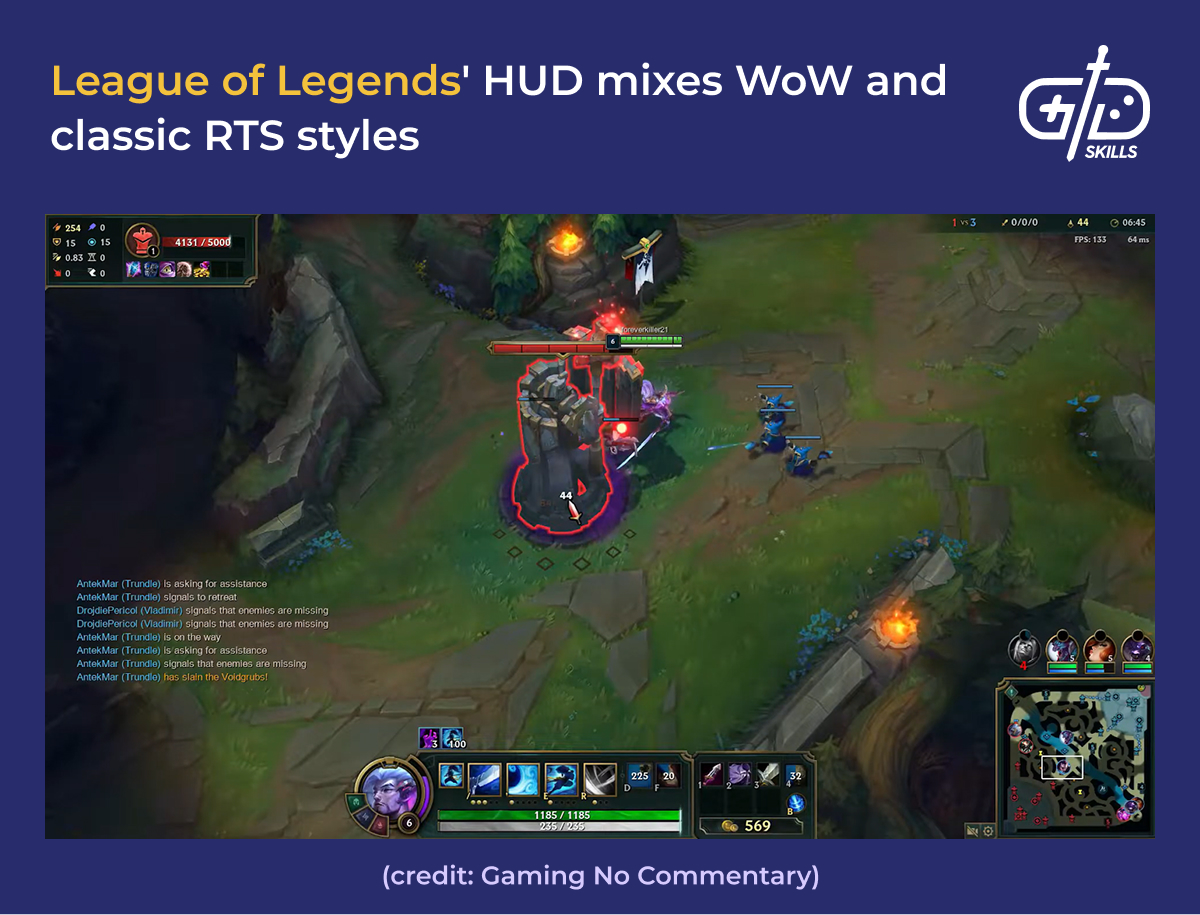 LoL's HUD is halfway between WoW and a classic RTS