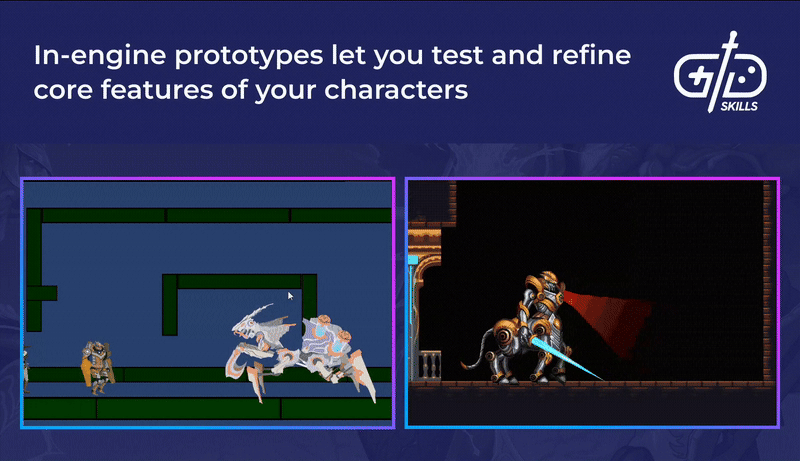 In-engine prototypes let designers test and refine characters' features