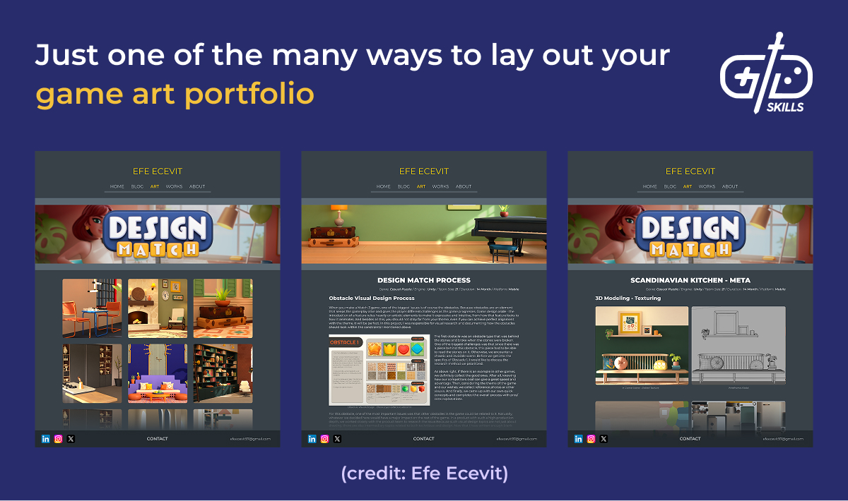 Game art portfolio layout