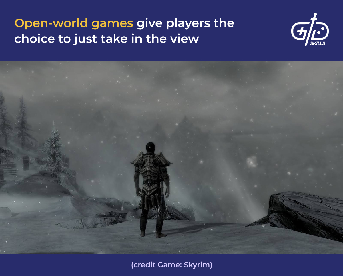 Open-world scenery in Skyrim