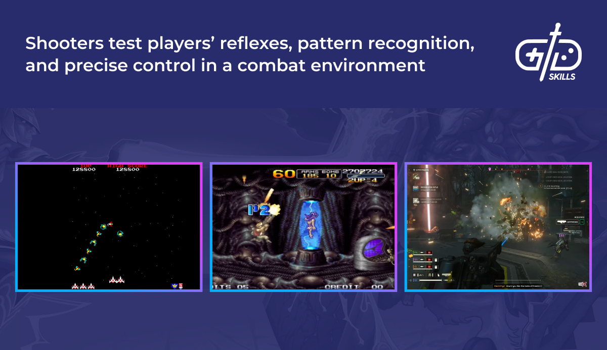 Shooters test reflexes, pattern recognition, and precise control in combat