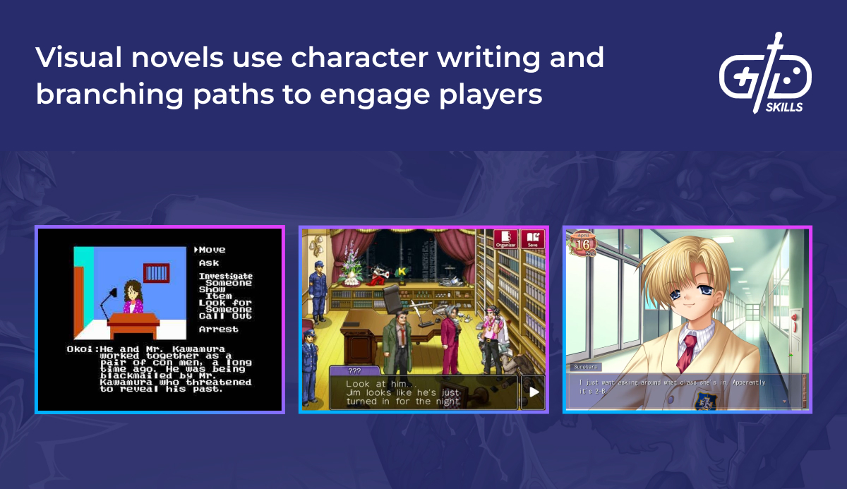 Visual novels rely on their character writing and branching story pathways