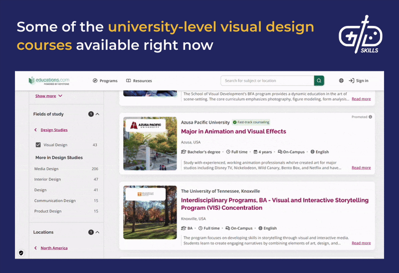 University-level visual design courses