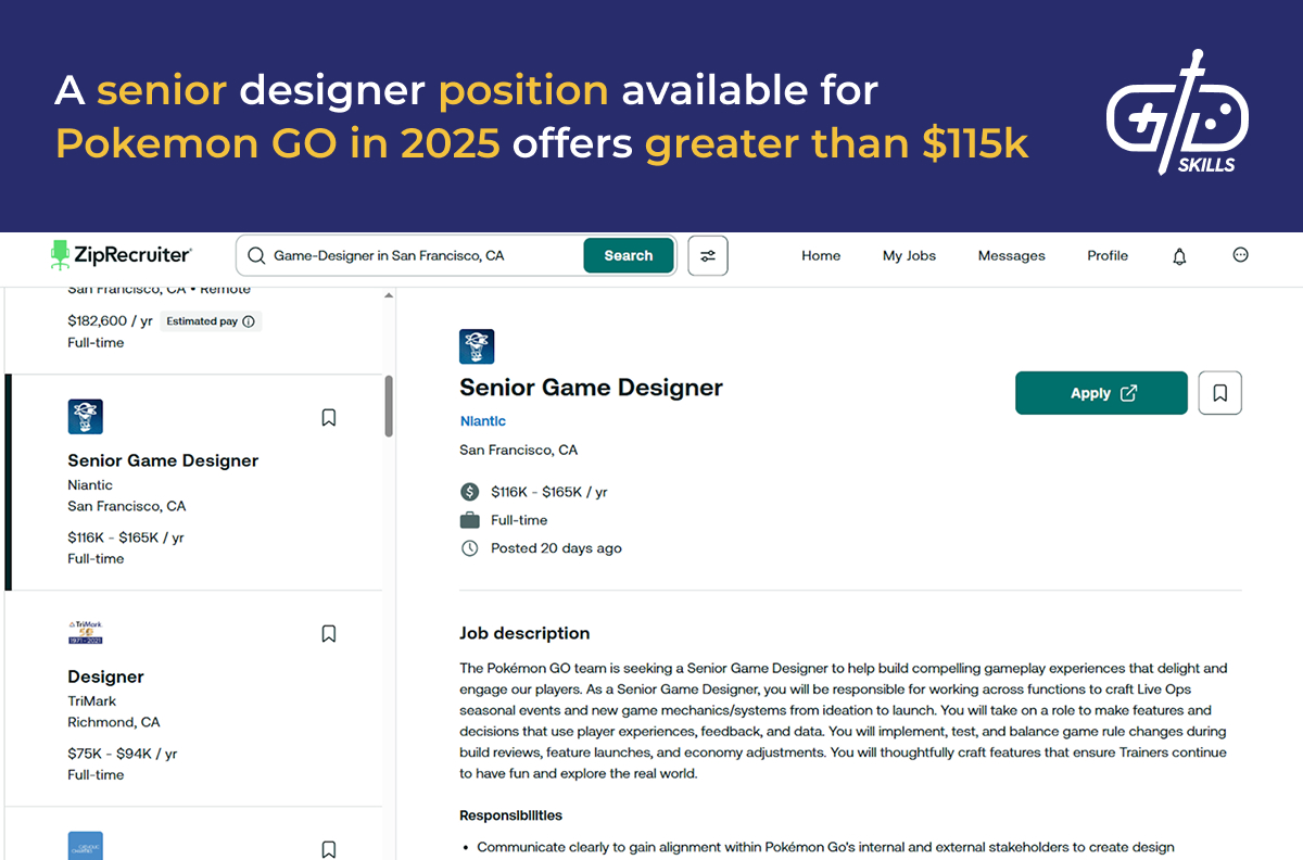 Pokemon GO senior game designer position