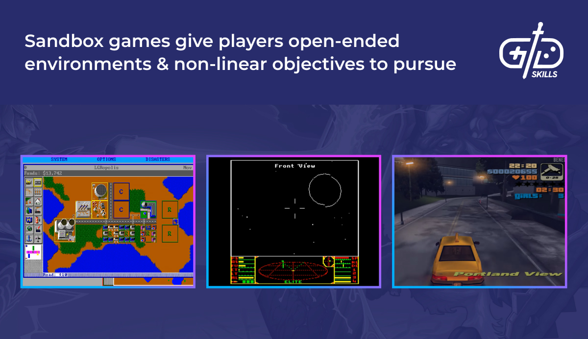 Sandbox games have open-ended environment with non-linear objectives