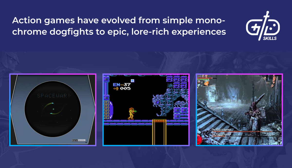 Action games evolved from monochrome dogfits to epic, lore-rich experiences
