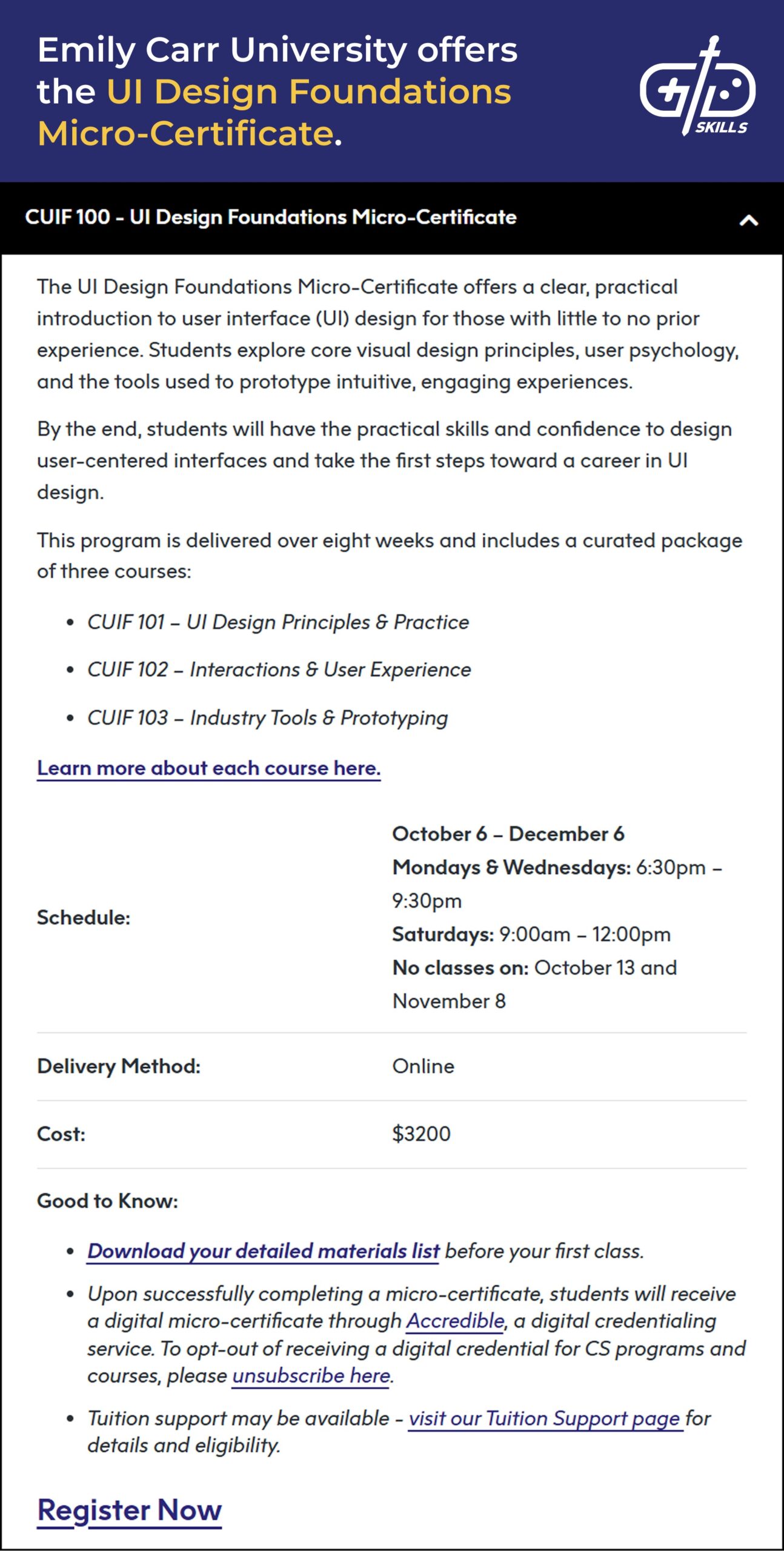 Emily Carr University's Game UI Design Fundamentals course