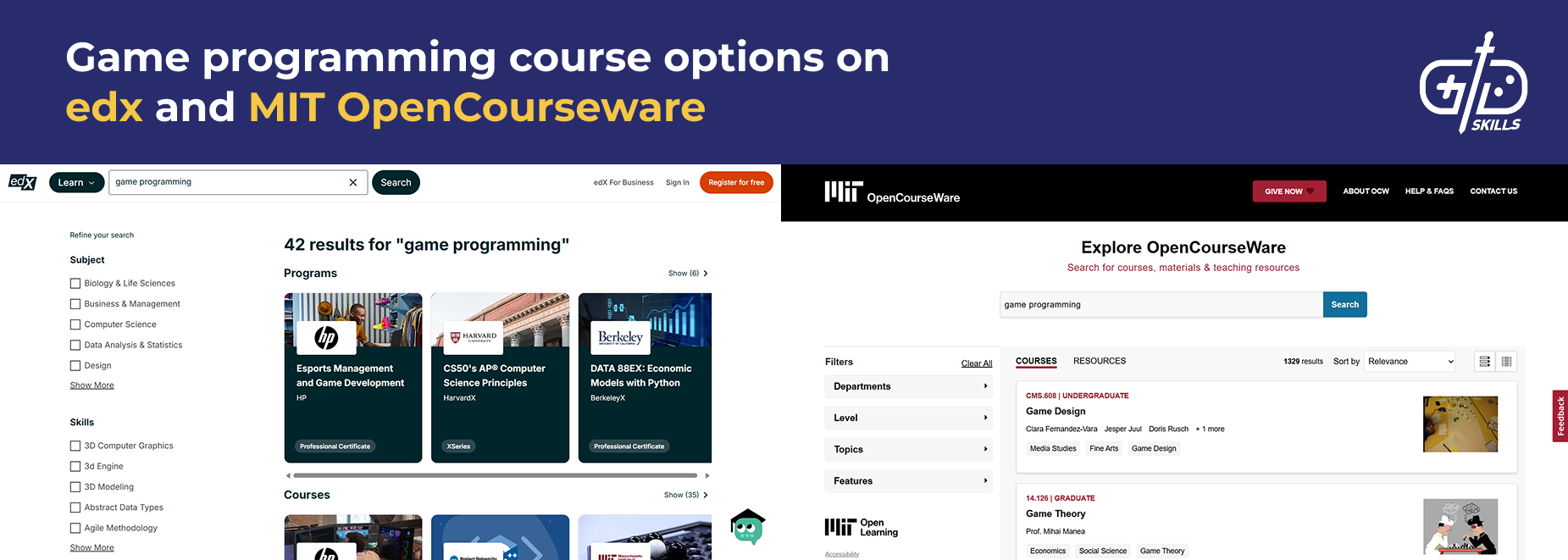Game programming courses on edx and MIT OpenCourseWare