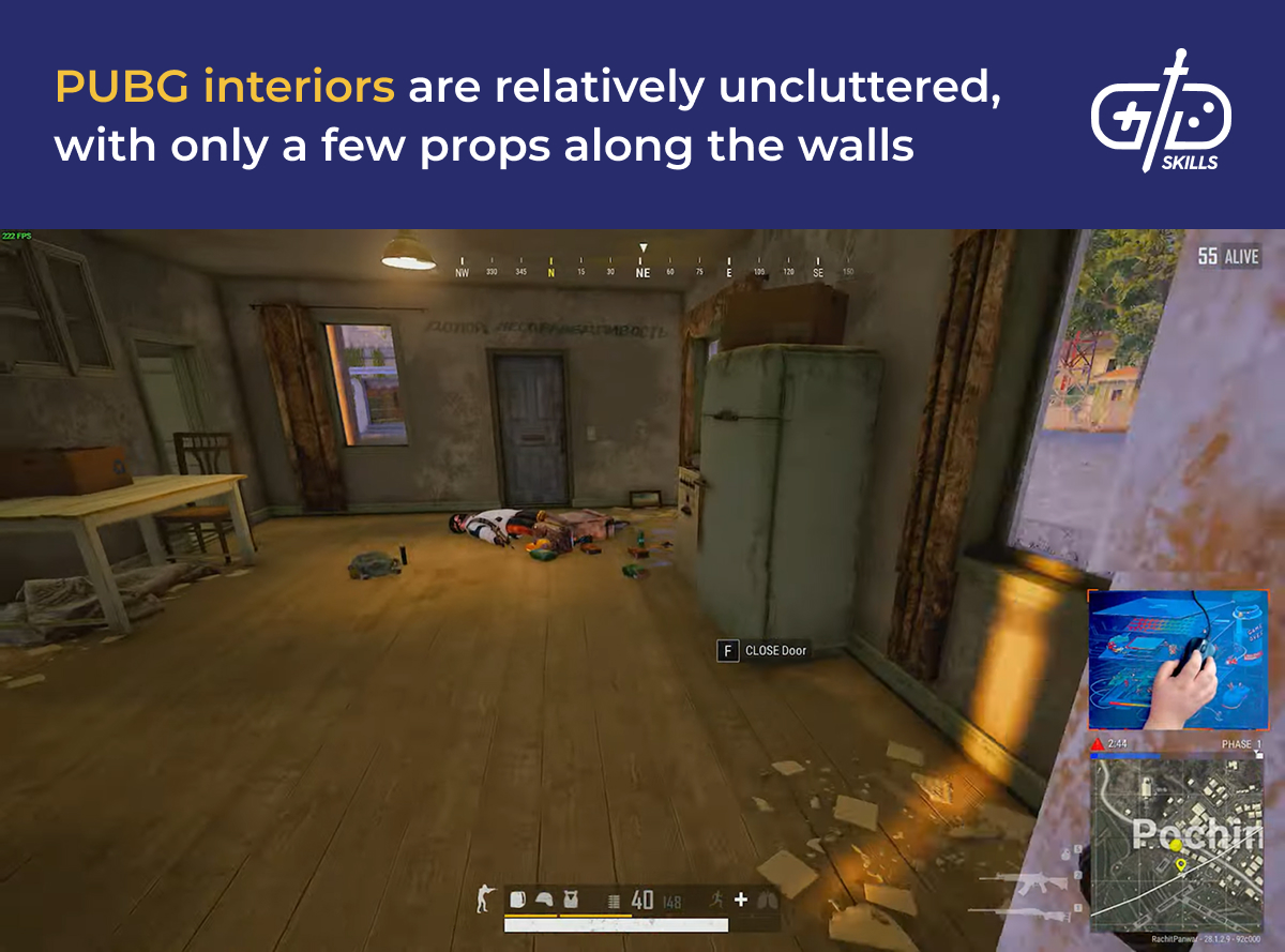 PUBG's uncluttered interior spaces