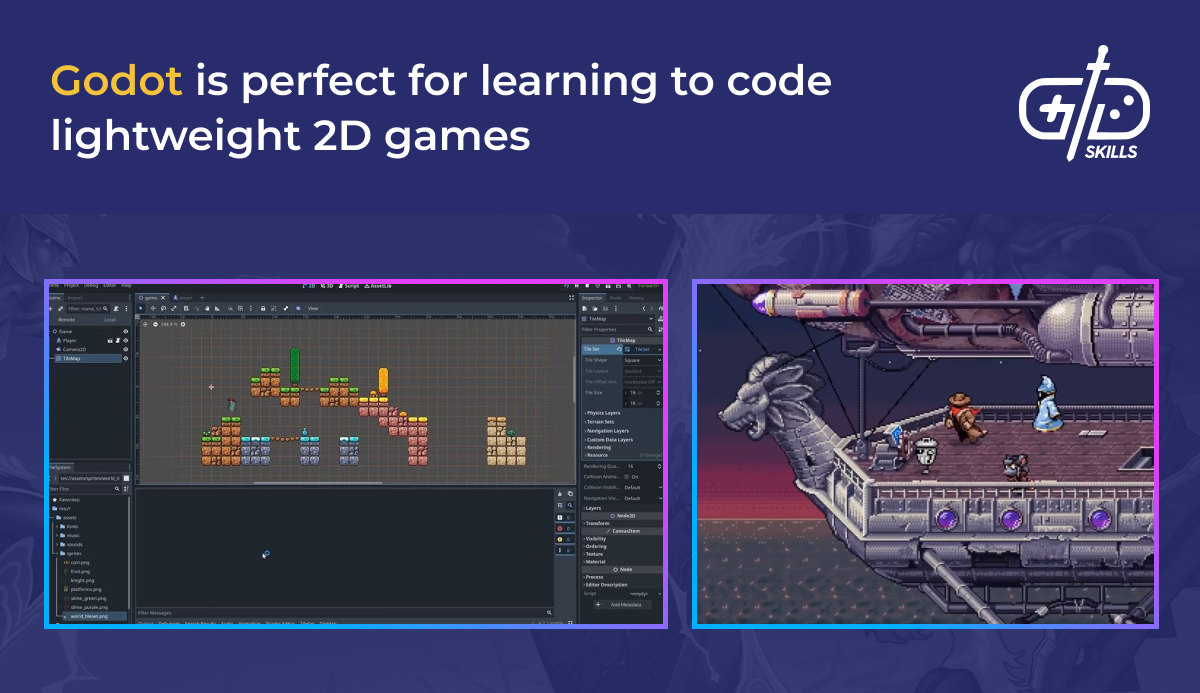 Godot is perfect for coding lightweight 2D games