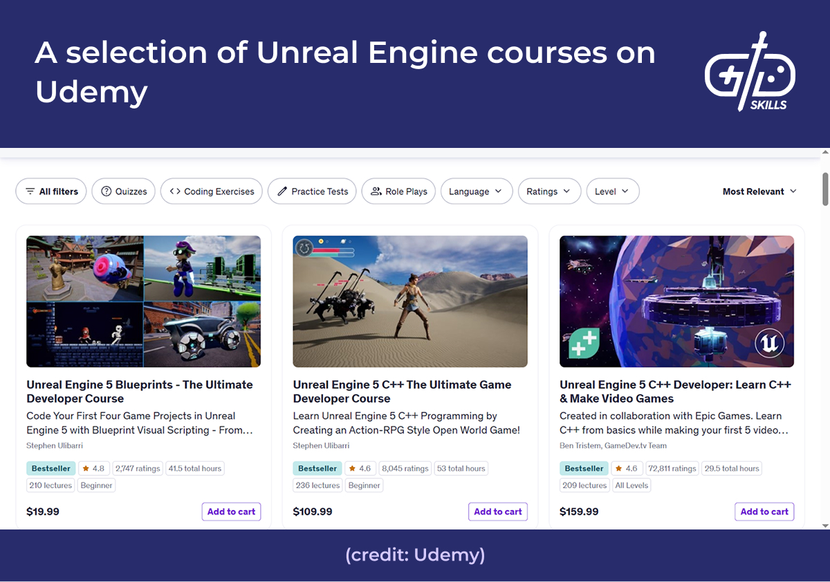 Unreal Engine courses on Udemy