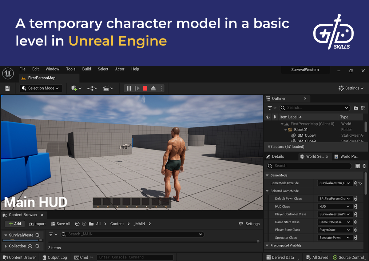 Basic character model and level in Unreal Engine
