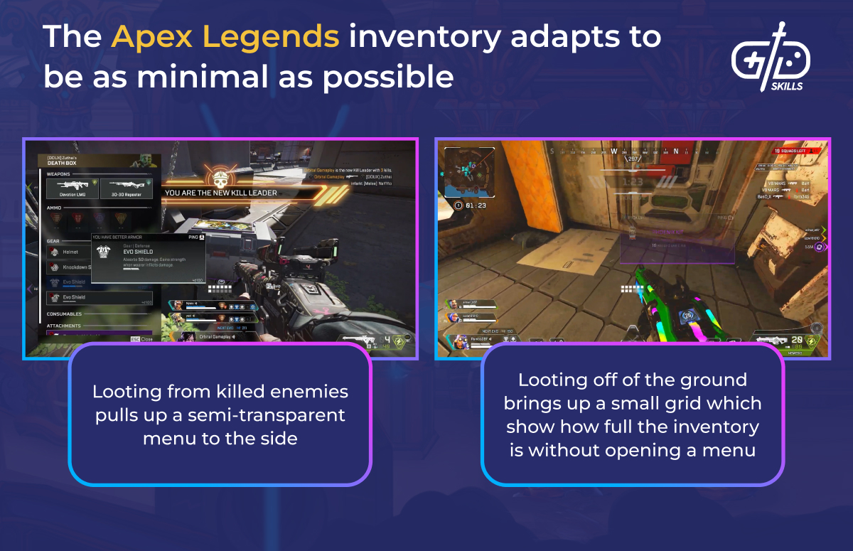 Adaptive inventory UI in Apex Legends