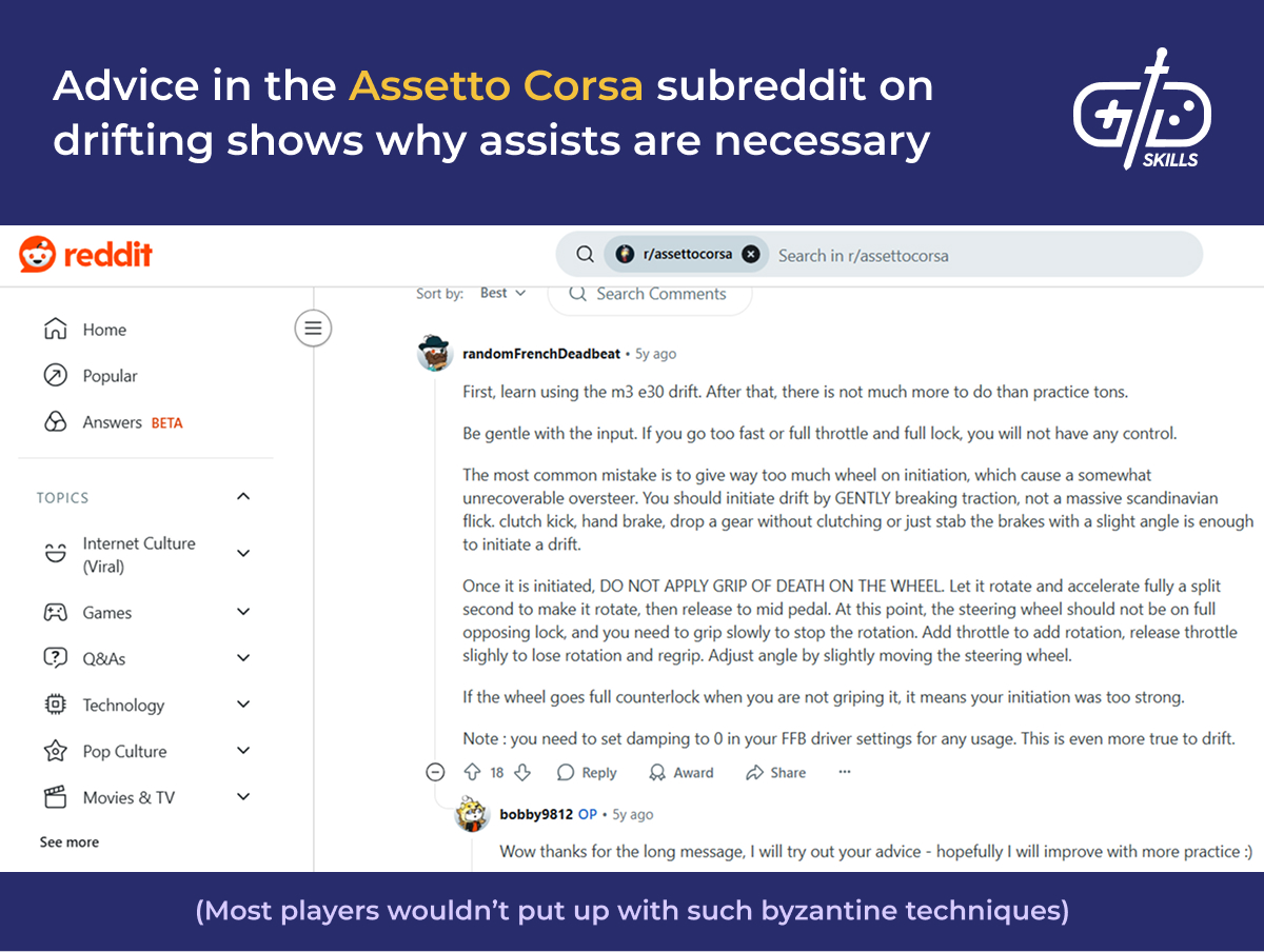 Advice in the Assetto Corsa subreddit