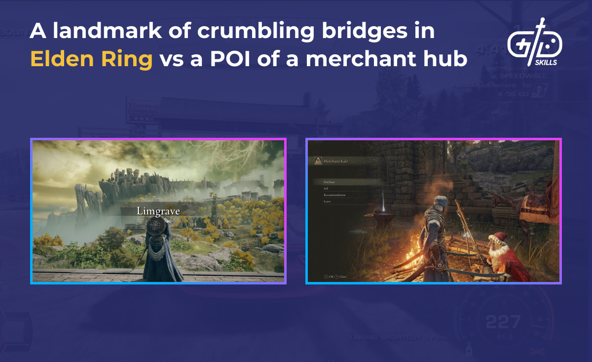 Crumbling bridge and merchant hub in Elden Ring