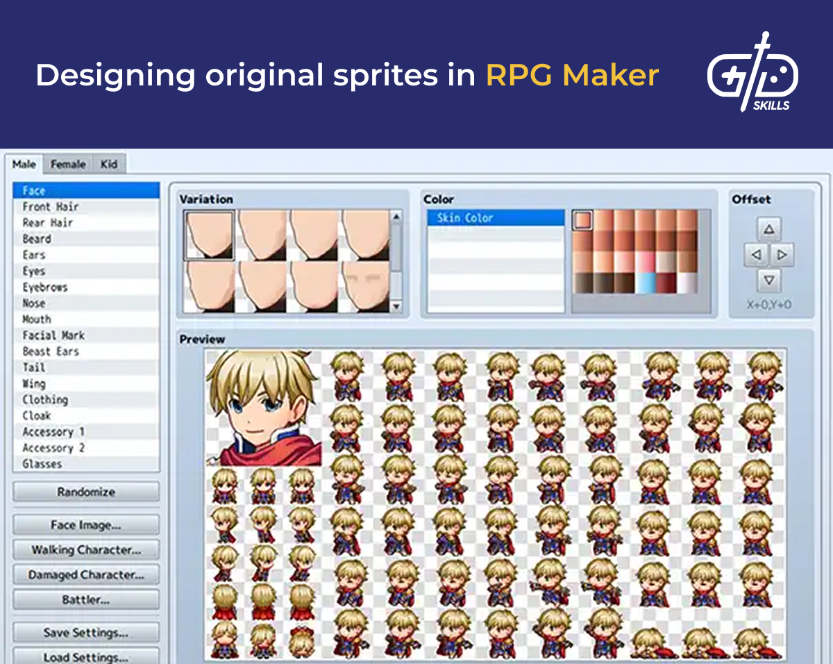 Designing original sprites in RPG Maker