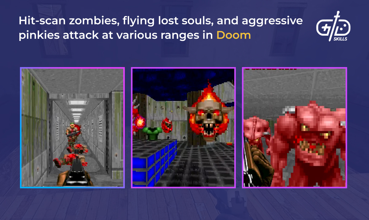 Different enemy types in Doom