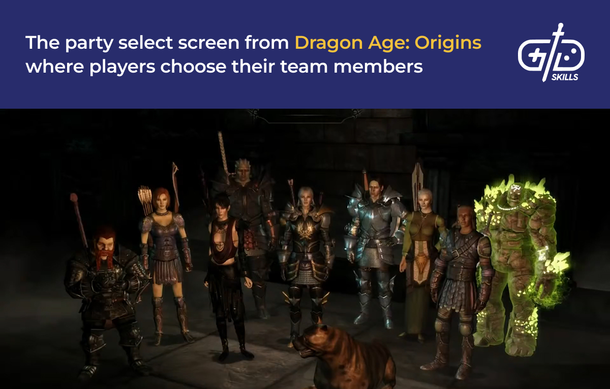 Dragon Age: Origins party select screen