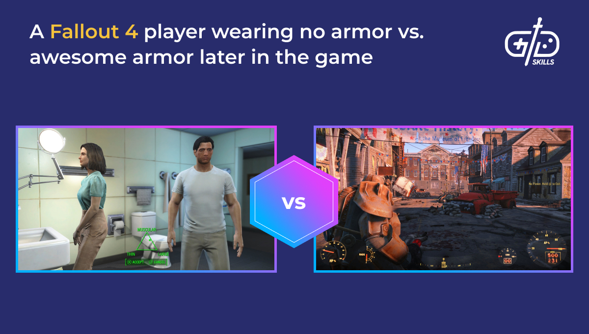 Fallout 4: no armor vs. awesome late-game armor