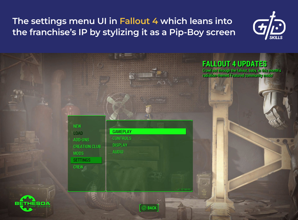 Fallout 4 settings menu UI