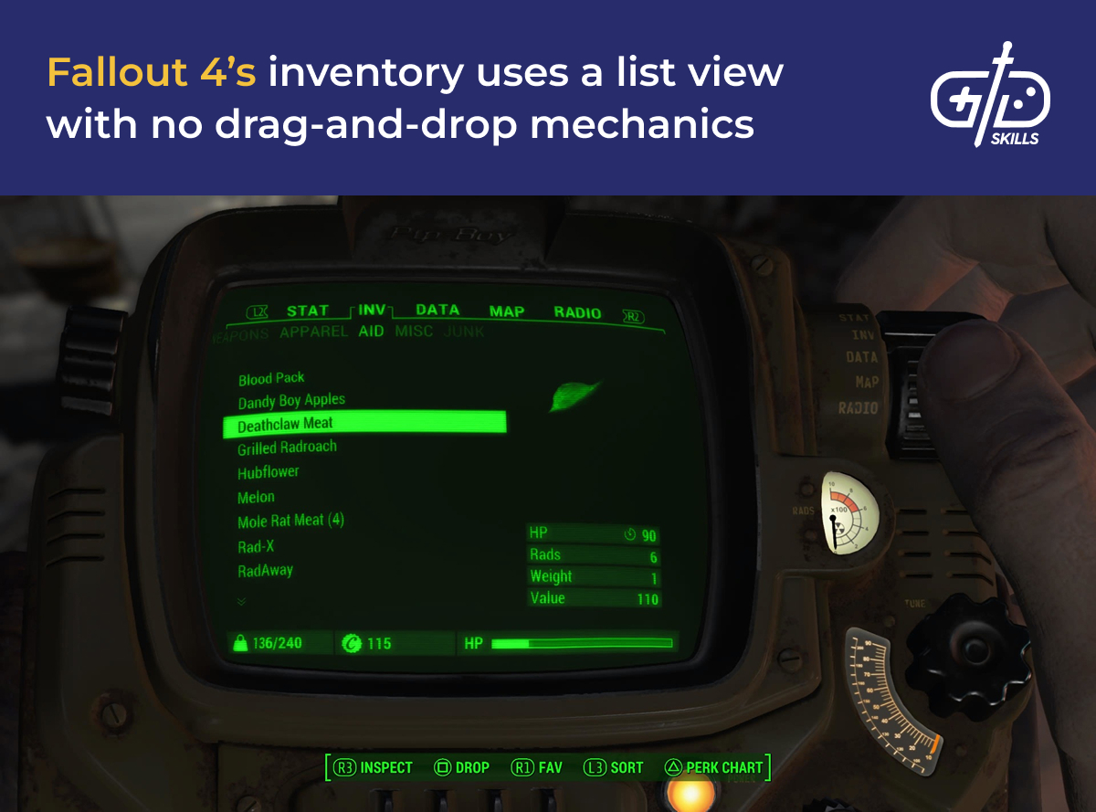 Fallout 4's list view inventory