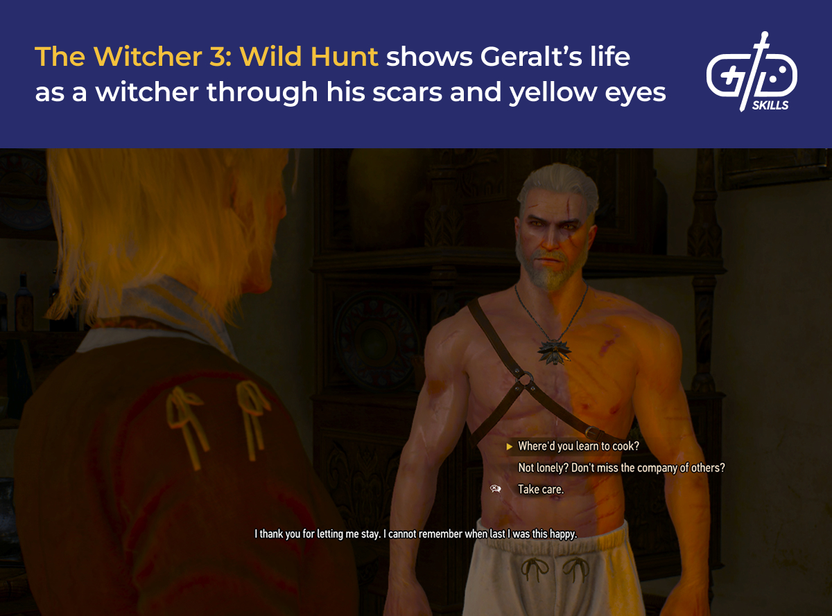 Geralt's scars and yellow eyes tell a story in The Witcher 3 Wild Hunt