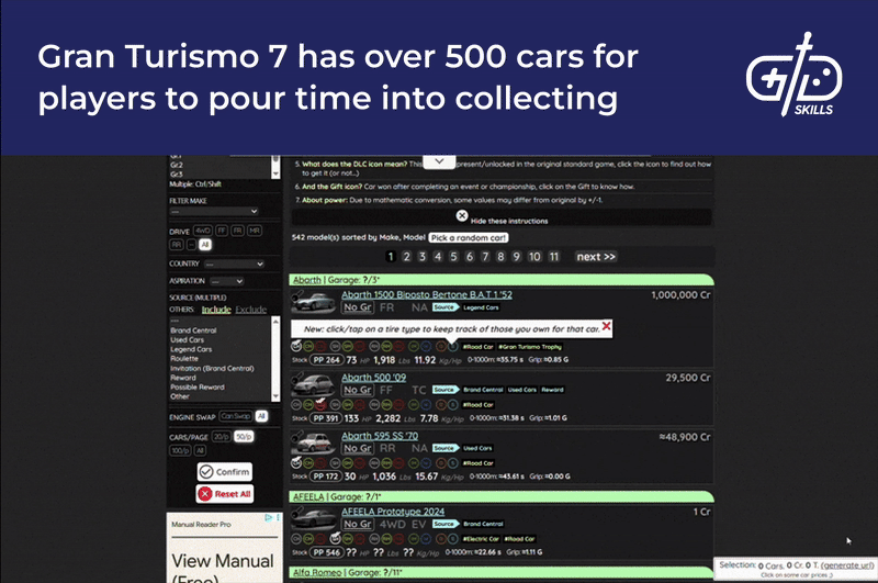 Gran Turismo 7 has 500+ cars