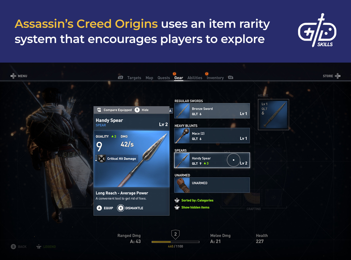 Item rarity in Assassin's Creed Origins