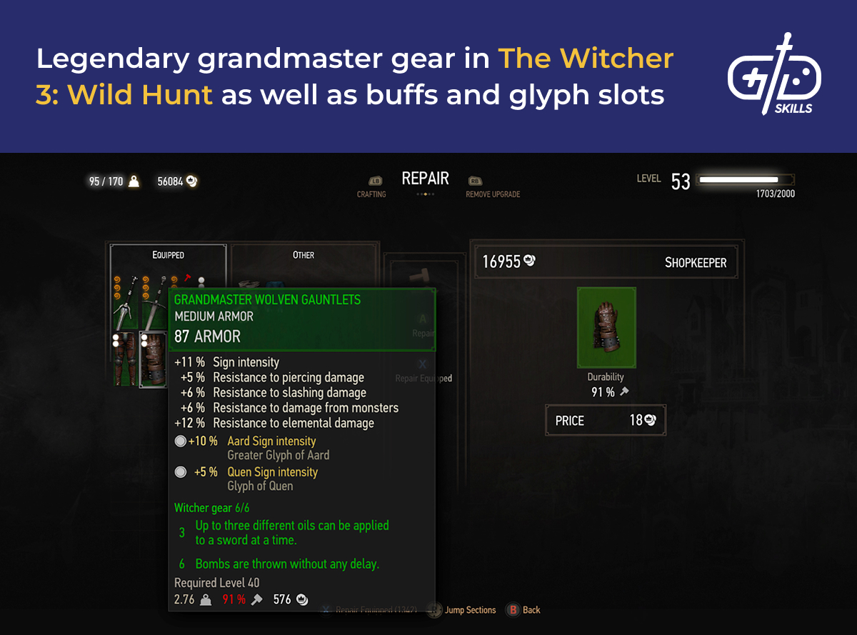 Legendary grandmaster gear in The Witcher 3