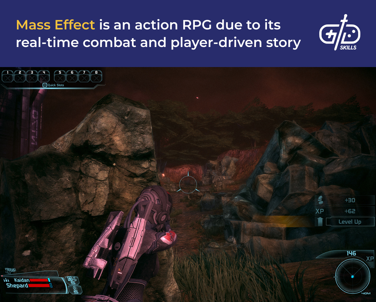 Mass Effect has real-time combat and a player-driven story