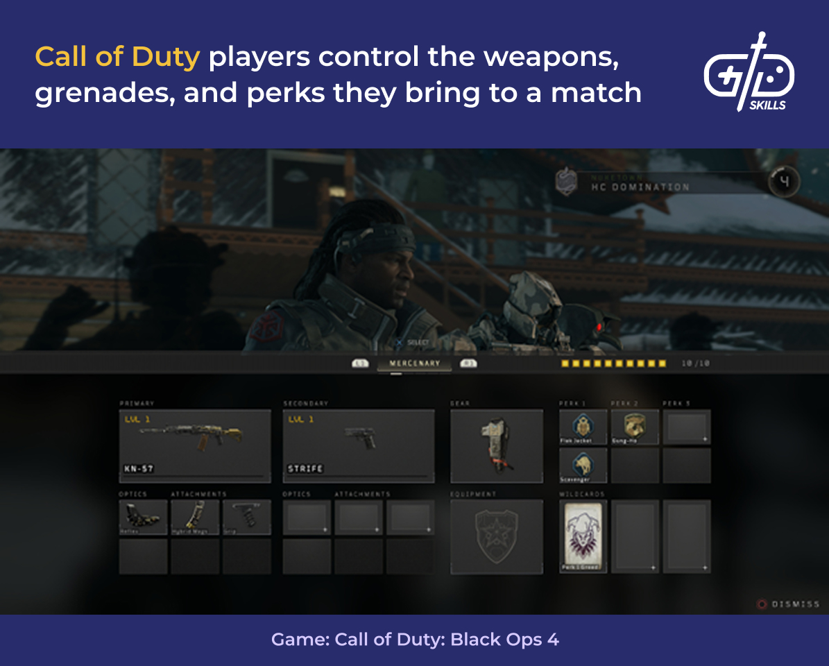 Picking weapons, grenades, and perks in Black Ops 4