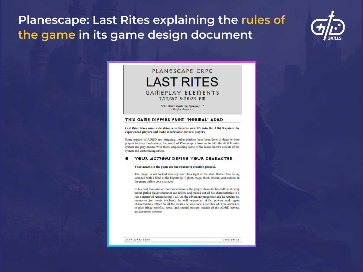 Planescape Last Rites GDD game rules