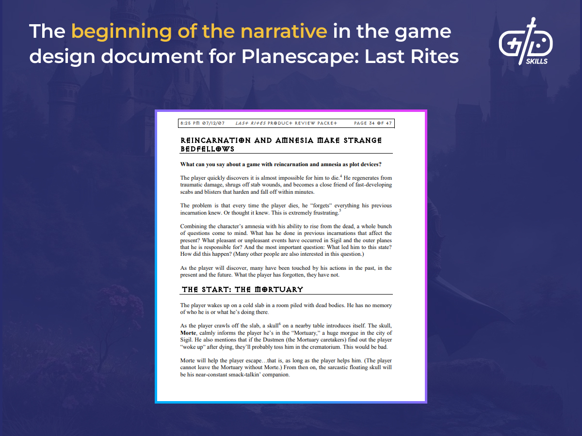 Planescape Last Rites GDD narrative beginning
