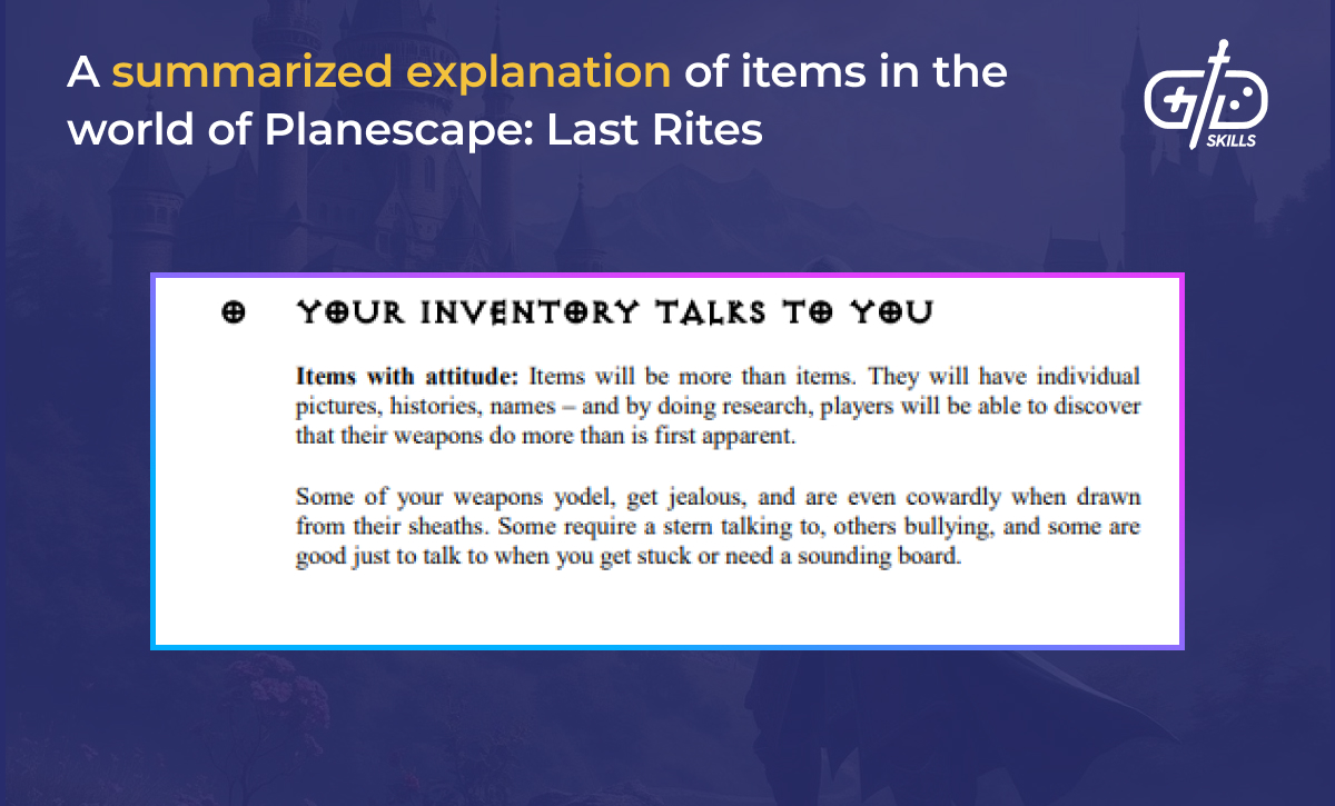 Planescape: Last Rites item personality
