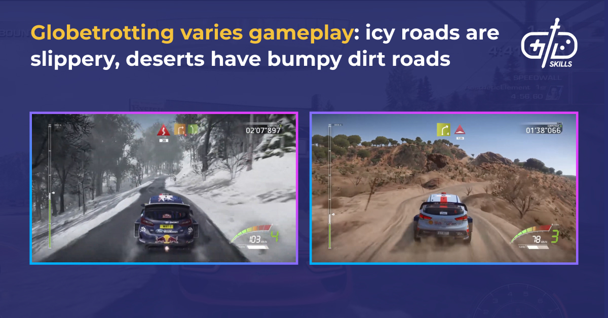 Racing game terrain changes in tracks across the globe