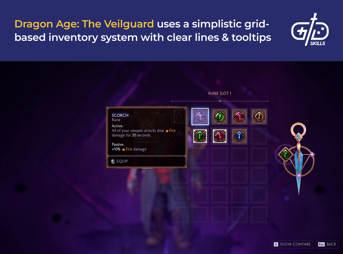Simplistic grid-based inventory in Dragon Age: The Veilguard