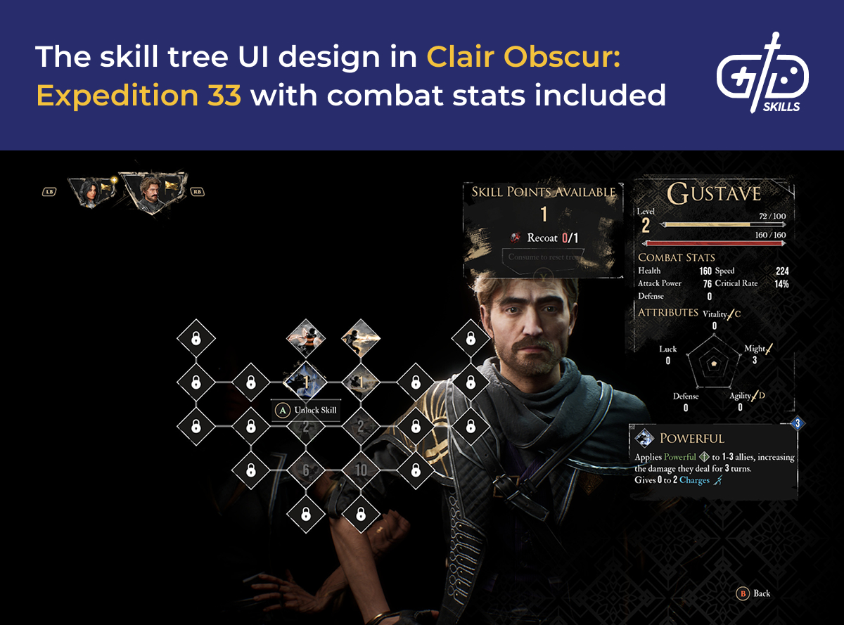 Skill tree UI in Clair Obscur: Expedition 33
