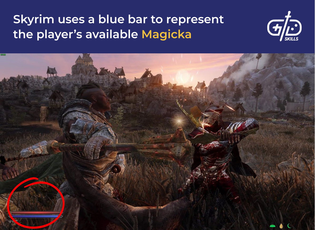 Skyrim represents Magicka with a blue bar
