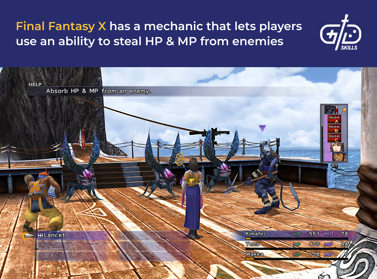 Stealing HP and MP from enemies in Final Fantasy X