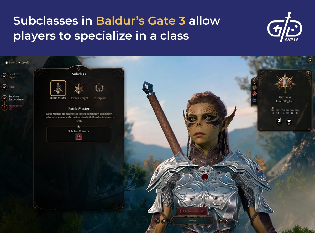 Subclasses allow specialization in Baldur's Gate 3
