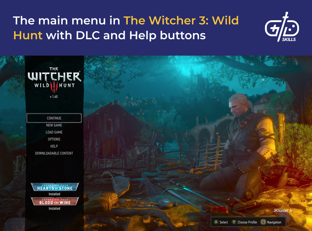 The Witcher 3 main menu