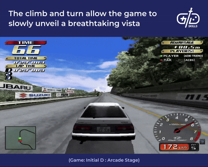 The climb and turn slowly unveil a breathtaking vista