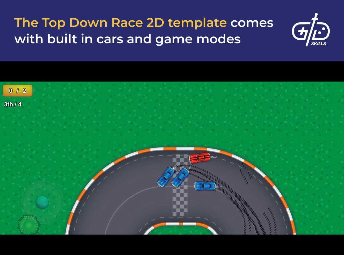 Top Down Race 2D template with built-in cars and game modes