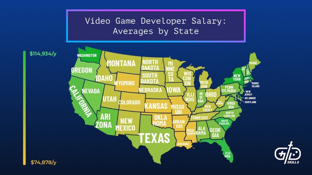 Video Game Developer Salary Averages by State