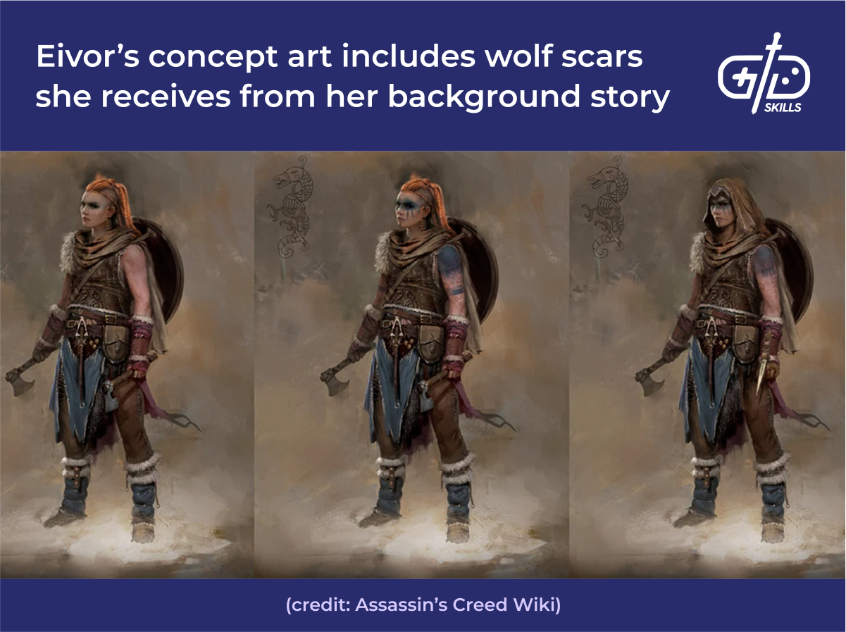 Wolf scars in Eivor's concept art