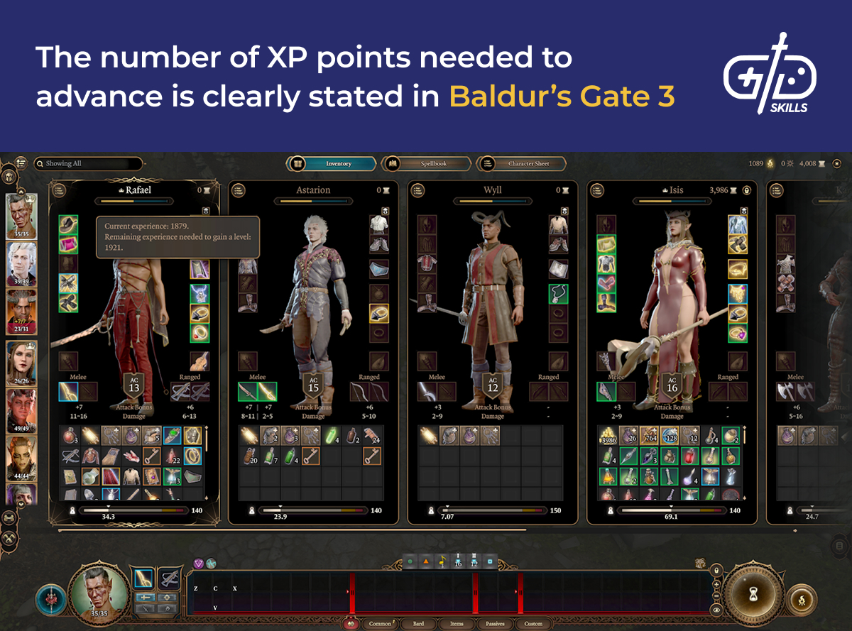 XP needed to level up in Baldur's Gate 3