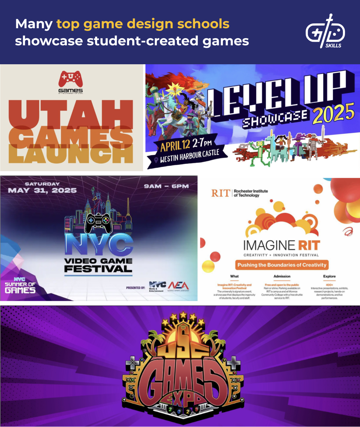 Many top game design schools showcase student-created games